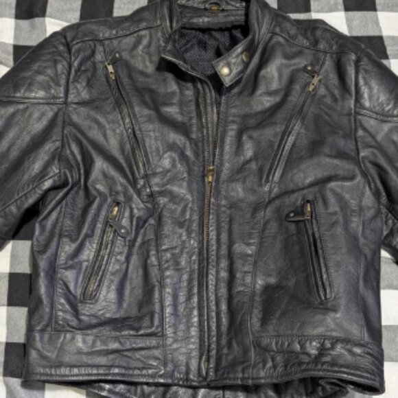 Vintage Black Leather Riding Jacket - Picture 2 of 10